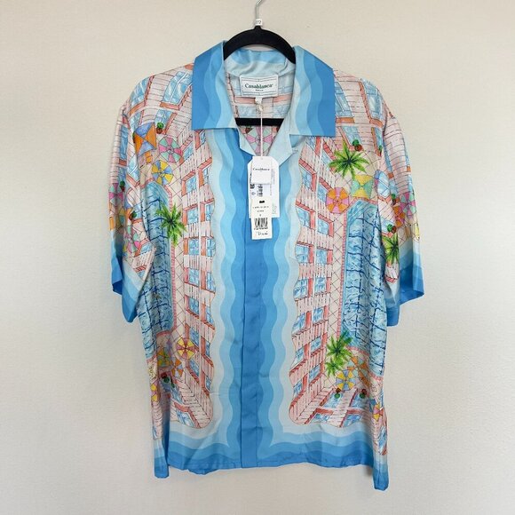 272 NWT Casablanca Le Plongeon Shirt Men Size Large Color Blue - Picture 5 of 10